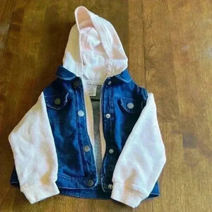 Jean jacket  with terrycloth hoodie